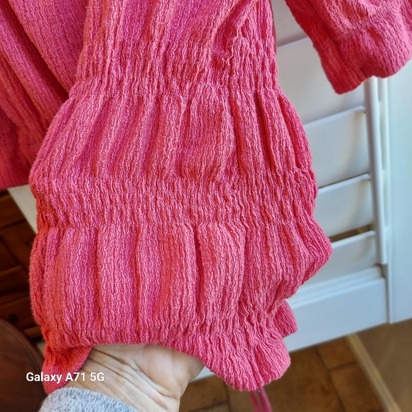 Pilcro Anthropologie Ruffle Puff Sleeve Pink Rose Sz M - Picture 15 of 16